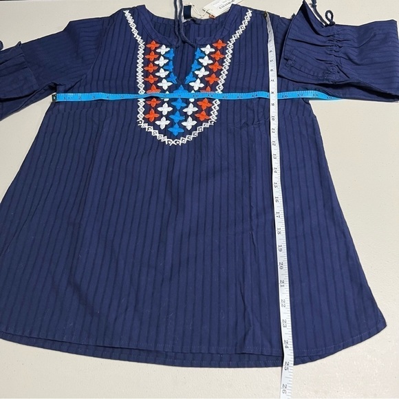 𝅺🆕 Hatley Camila 100% Organic Cotton Boho Stripe Down Embroidered Peasant Blouse - Picture 9 of 9